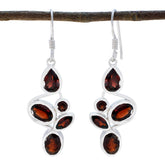Aria Red Gemstone Dangle Earrings for Stylish Looks Garnet Red Dangle